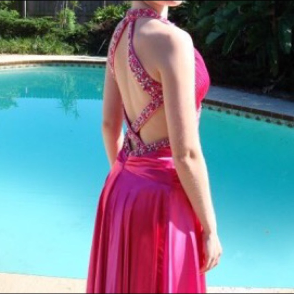 Stunning Prom Dress, Satin, Jewels, CC’s Boutique